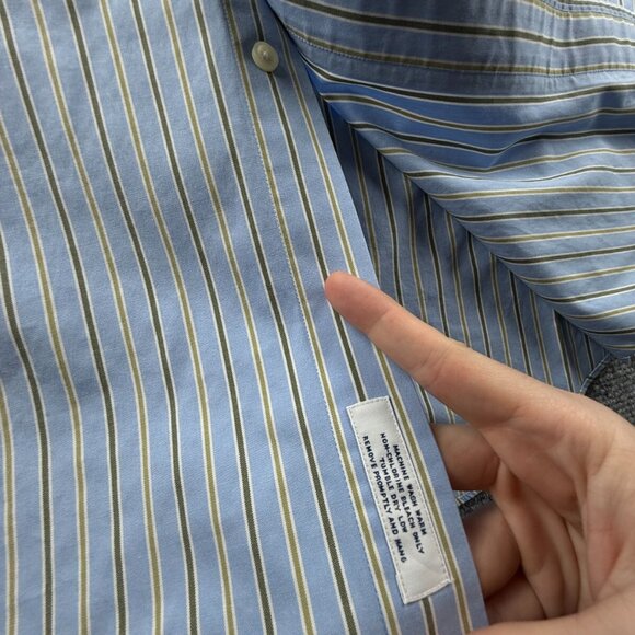Brooks Brothers 16.5 36 Slim Fit Non Iron Striped Blue Button Up Point Collar - Picture 13 of 16